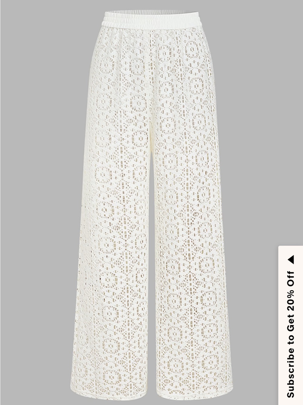 New! Wide-Leg Lace Overlay Pants - Ivory